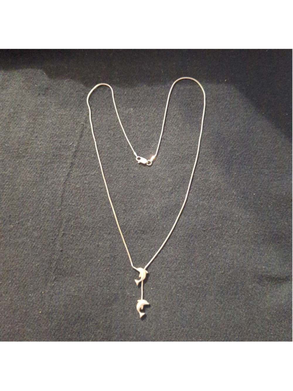 Sterling Silver Liquid Silver Dolphin Lariat Pendant Slide Statement Necklace